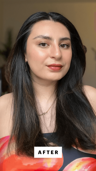 Hussein after using the GHD Platinum Styler